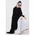 Designer Shirt style Kaftan with inner abaya- Black-White